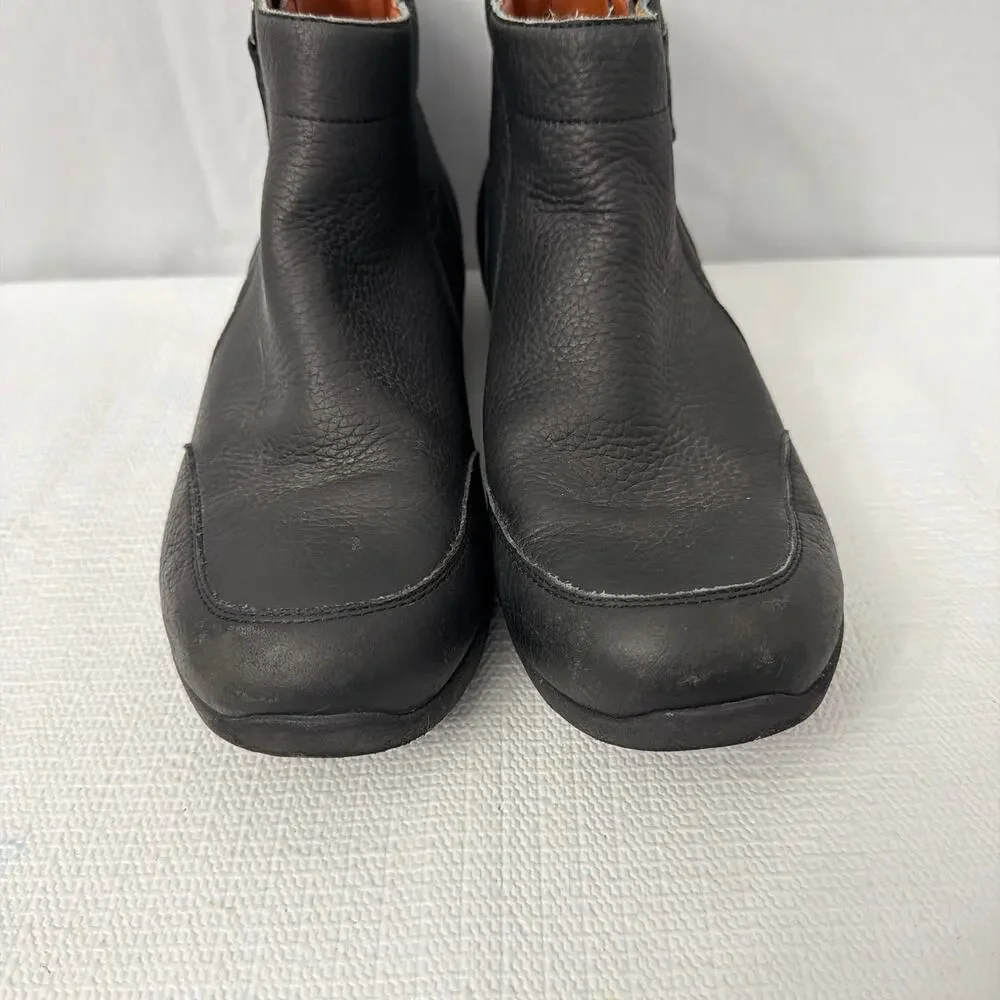 Vionic Lois Ankle Boots Womens Size 9.5 Black Leather Side Zipper